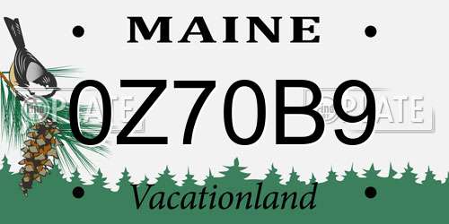 0Z70B9 Maine License Plate