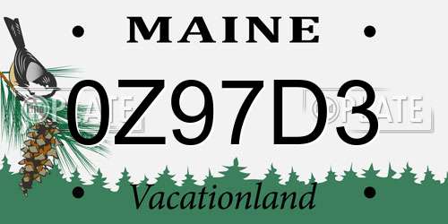 0Z97D3 Maine License Plate