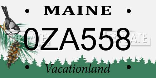 0ZA558 Maine License Plate