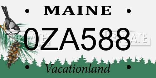 0ZA588 Maine License Plate