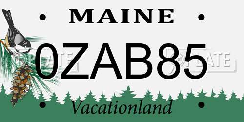 0ZAB85 Maine License Plate