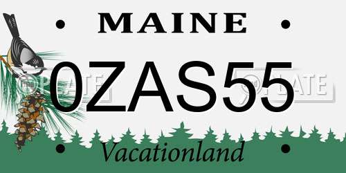 0ZAS55 Maine License Plate