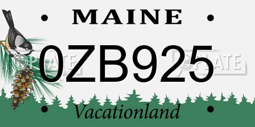 0ZB925 Maine License Plate