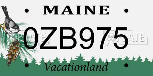 0ZB975 Maine License Plate
