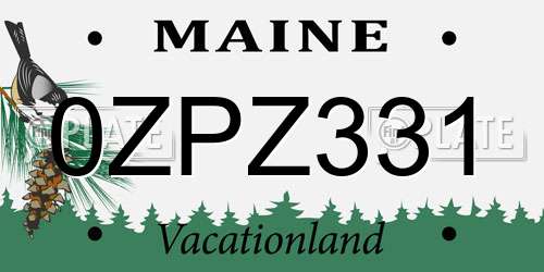 0ZPZ331 Maine License Plate