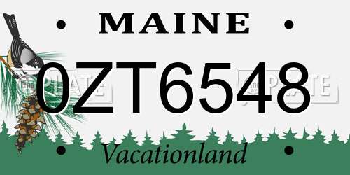 0ZT6548 Maine License Plate