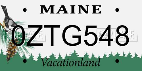 0ZTG548 Maine License Plate