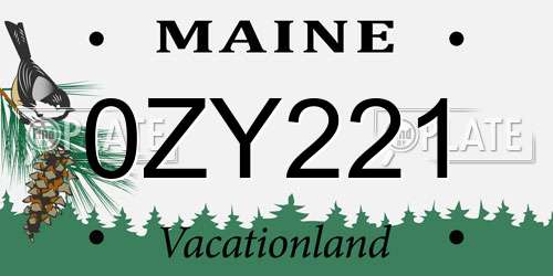 0ZY221 Maine License Plate