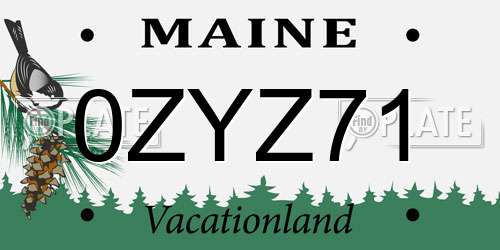 0ZYZ71 Maine License Plate