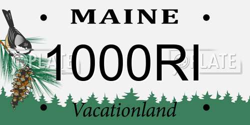 1000RI Maine License Plate