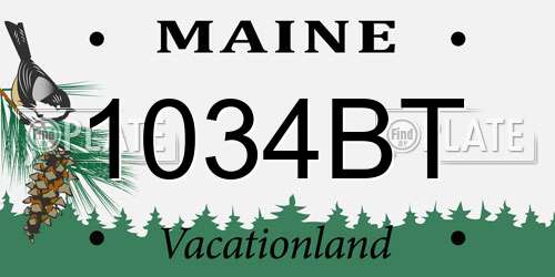 1034BT Maine License Plate