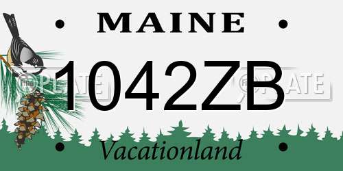 1042ZB Maine License Plate