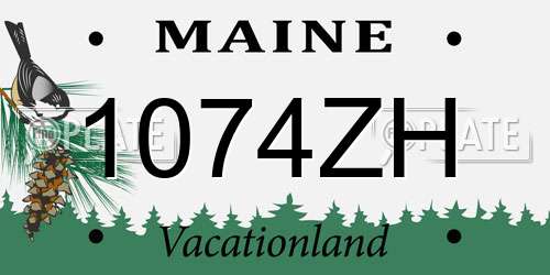 1074ZH Maine License Plate