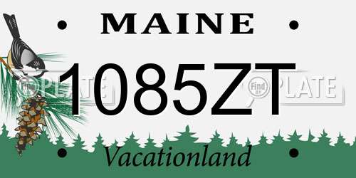 1085ZT Maine License Plate
