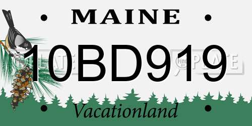 10BD919 Maine License Plate