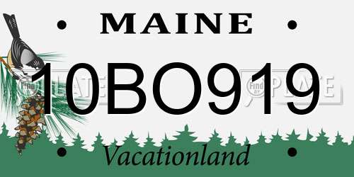 10BO919 Maine License Plate