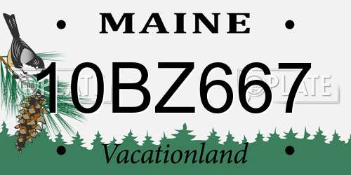 10BZ667 Maine License Plate
