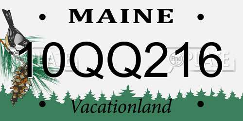 10QQ216 Maine License Plate