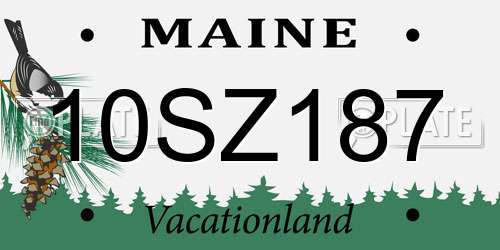 10SZ187 Maine License Plate
