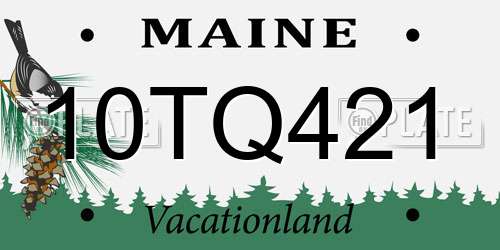 10TQ421 Maine License Plate