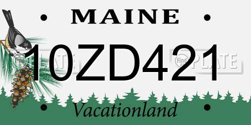 10ZD421 Maine License Plate