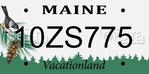 10ZS775 Maine License Plate