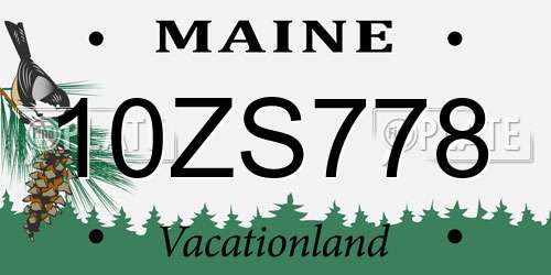 10ZS778 Maine License Plate