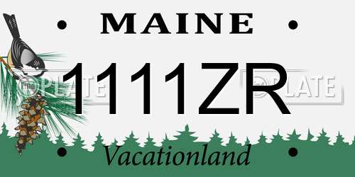 1111ZR Maine License Plate