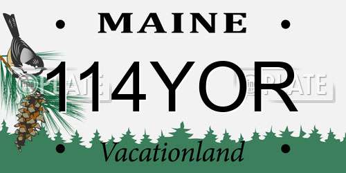 114YOR Maine License Plate