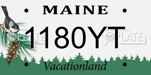 1180YT Maine License Plate