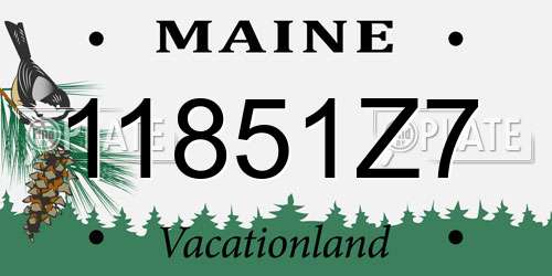 11851Z7 Maine License Plate