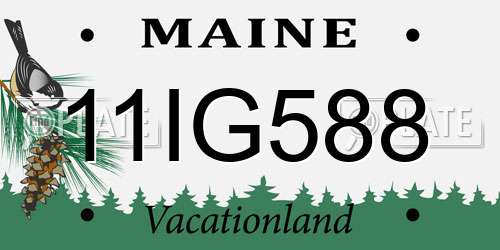 11IG588 Maine License Plate