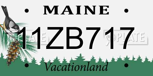 11ZB717 Maine License Plate