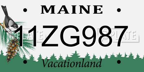 11ZG987 Maine License Plate