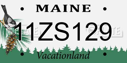 11ZS129 Maine License Plate