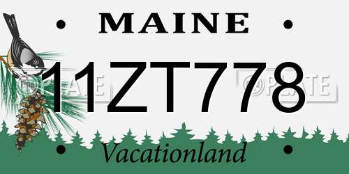 11ZT778 Maine License Plate