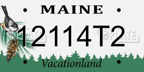 12114T2 Maine License Plate