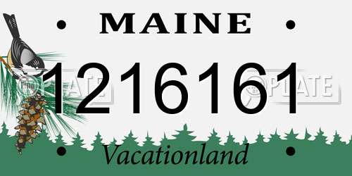 1216161 Maine License Plate