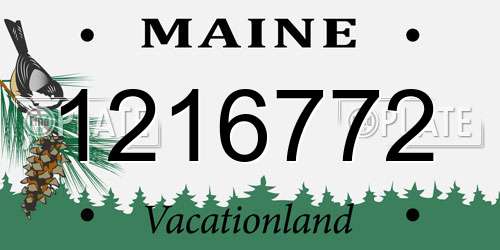 1216772 Maine License Plate