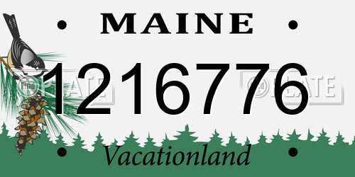 1216776 Maine License Plate