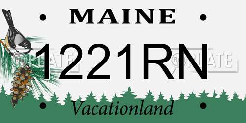 1221RN Maine License Plate