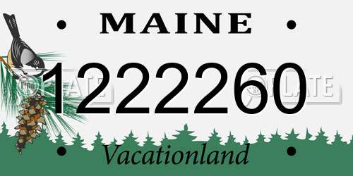 1222260 Maine License Plate