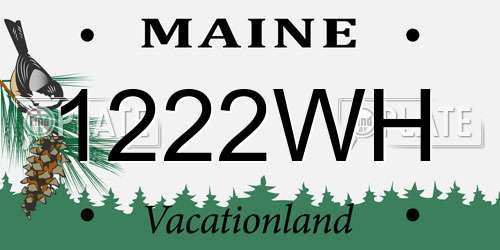 1222WH Maine License Plate