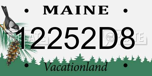 12252D8 Maine License Plate