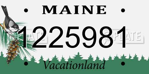 1225981 Maine License Plate