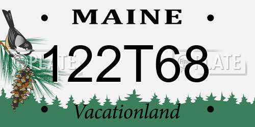 122T68 Maine License Plate