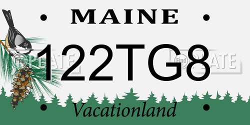 122TG8 Maine License Plate