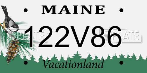 122V86 Maine License Plate