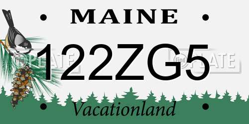 122ZG5 Maine License Plate