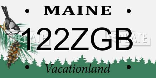 122ZGB Maine License Plate